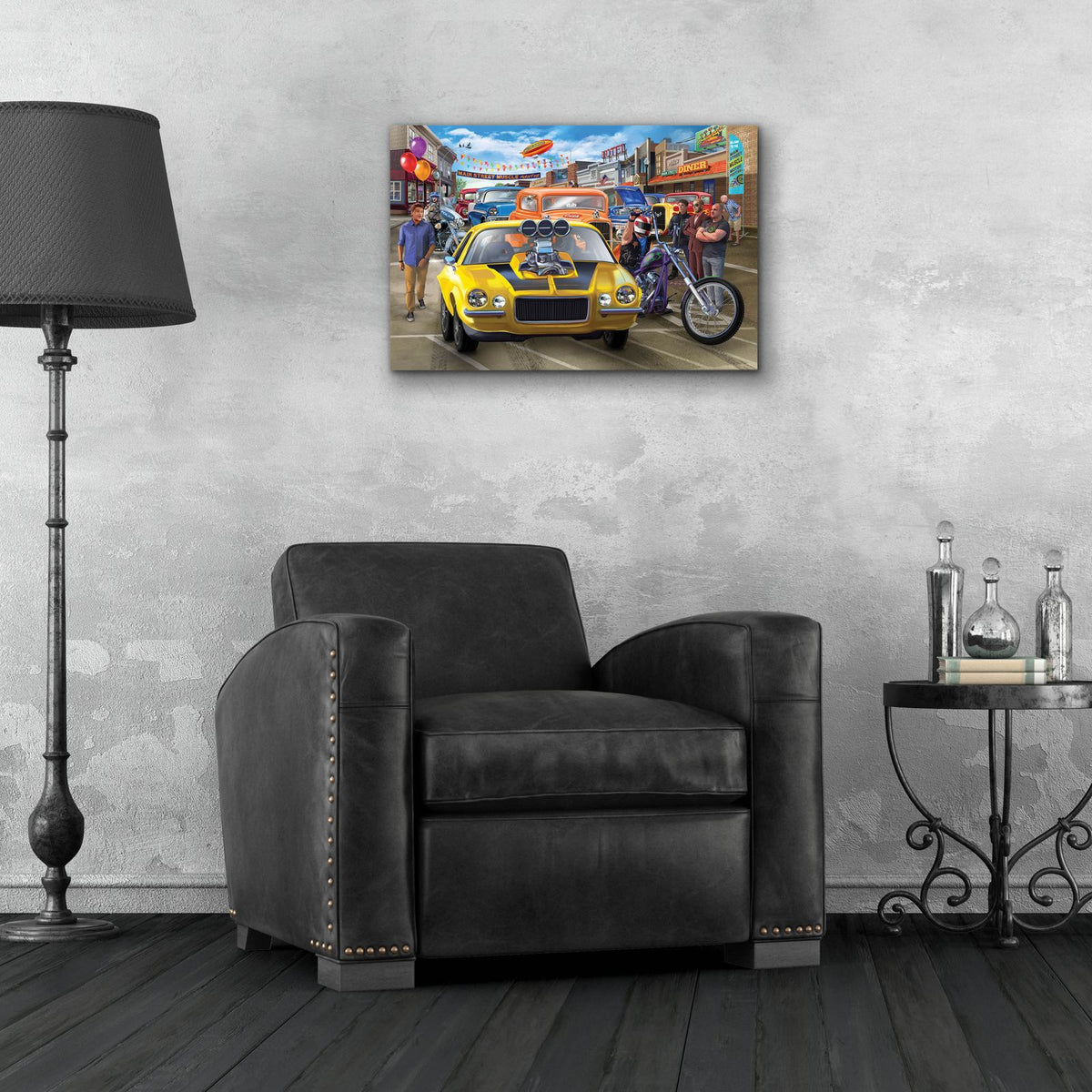 Main Street Muscle by Bigelow Illustrations - 24x16 acrylic wall art in a room