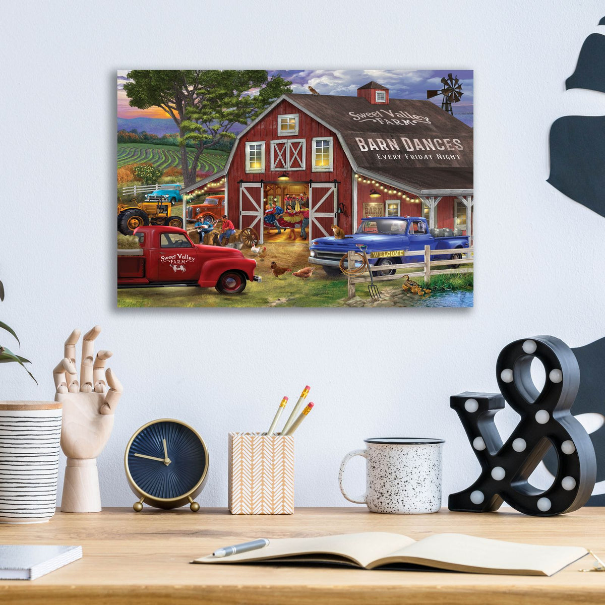 The Barn Dance by Bigelow Illustrations - 16x12 acrylic wall art in a room