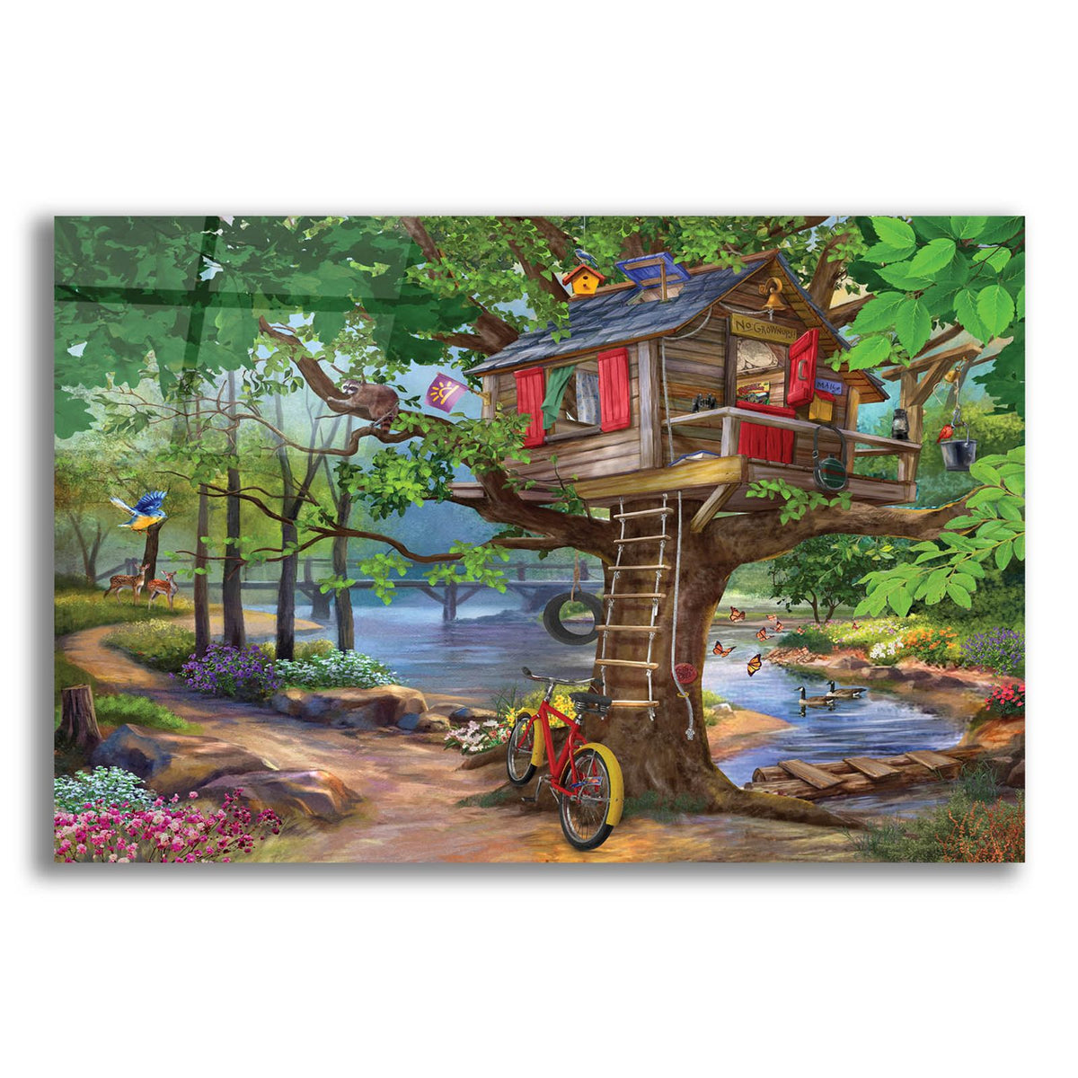 River Tree House by Bigelow Illustrations acrylic glass wall art