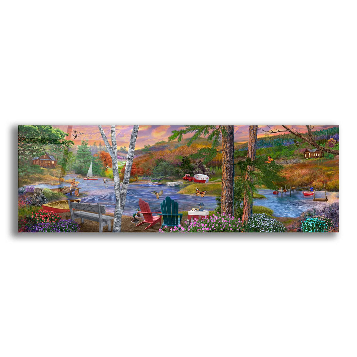 Pleasure Lake Panorama by Bigelow Illustrations acrylic glass wall art