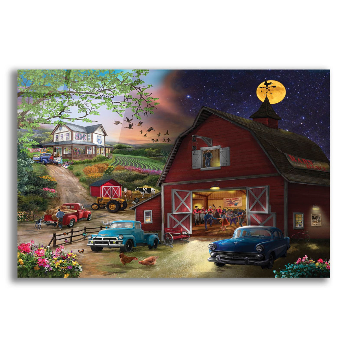 Farm Life Night And Day by Bigelow Illustrations acrylic glass wall art