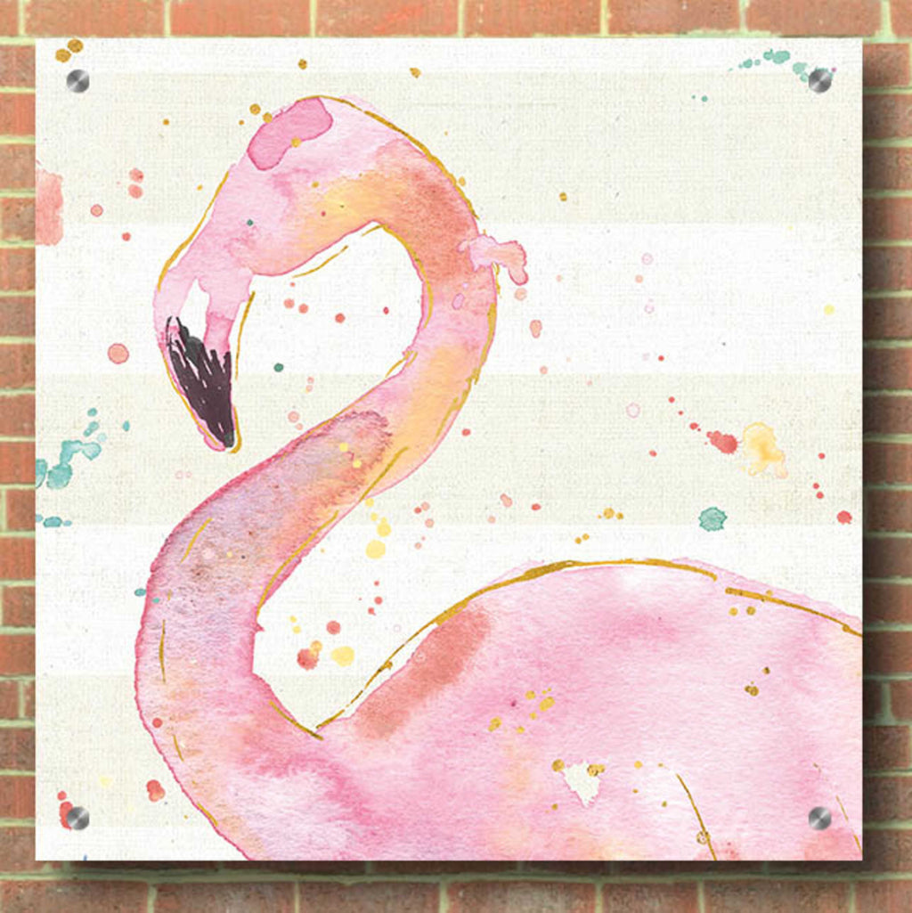 Flamingo Fever III by Anne Tavoletti - 36x36 acrylic wall art in a room