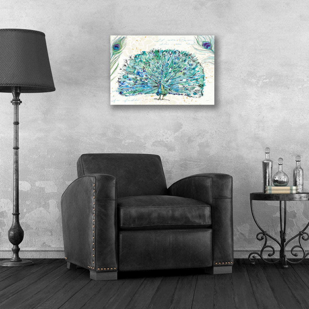 Peacock Garden IX by Anne Tavoletti - 24x16 acrylic wall art in a room
