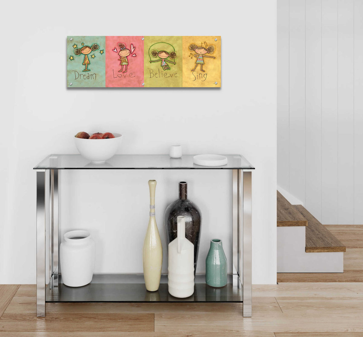 Dream Love Believe Sing by Anne Tavoletti - 36x12 acrylic wall art in a room