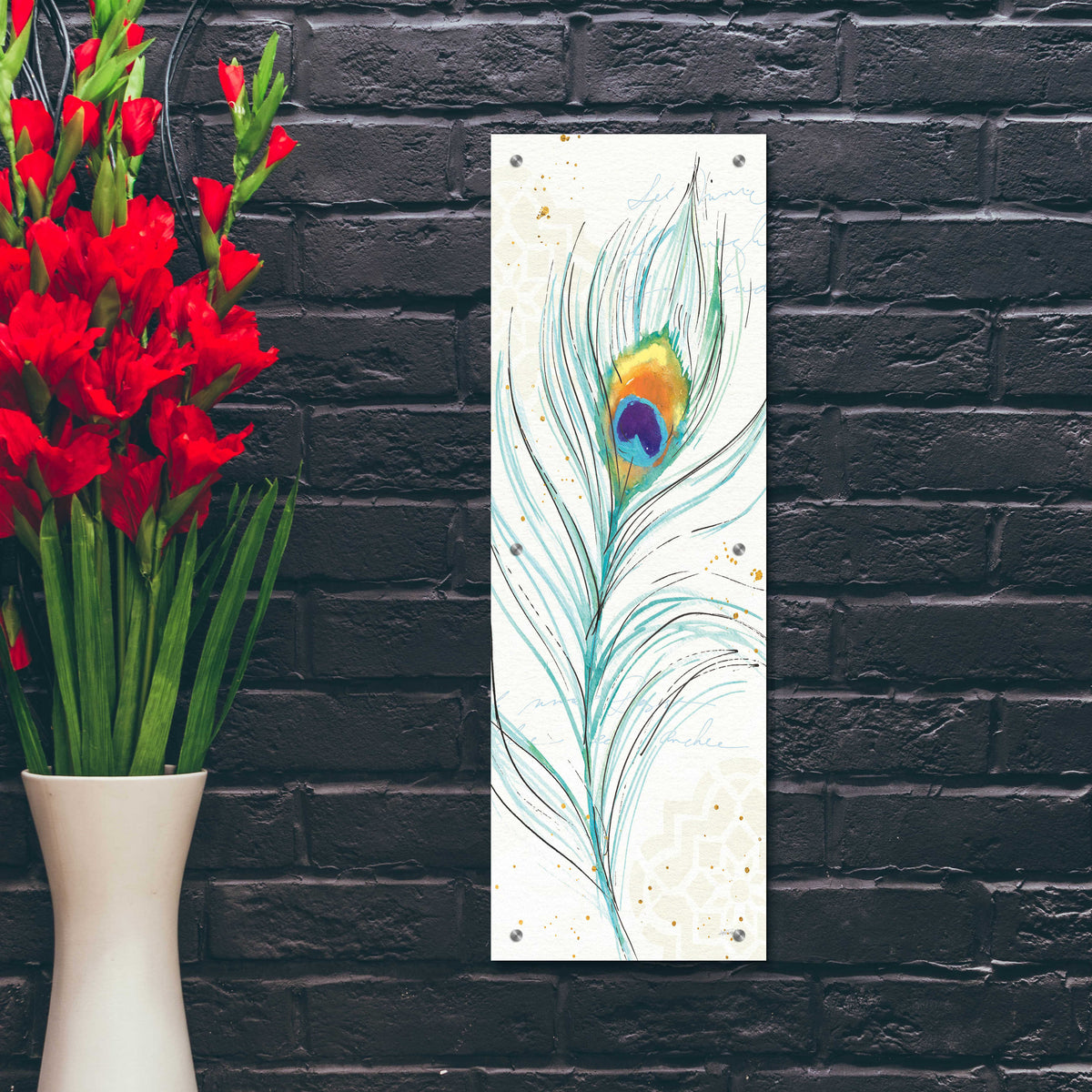 Peacock Garden V by Anne Tavoletti - 12x36 acrylic wall art in a room
