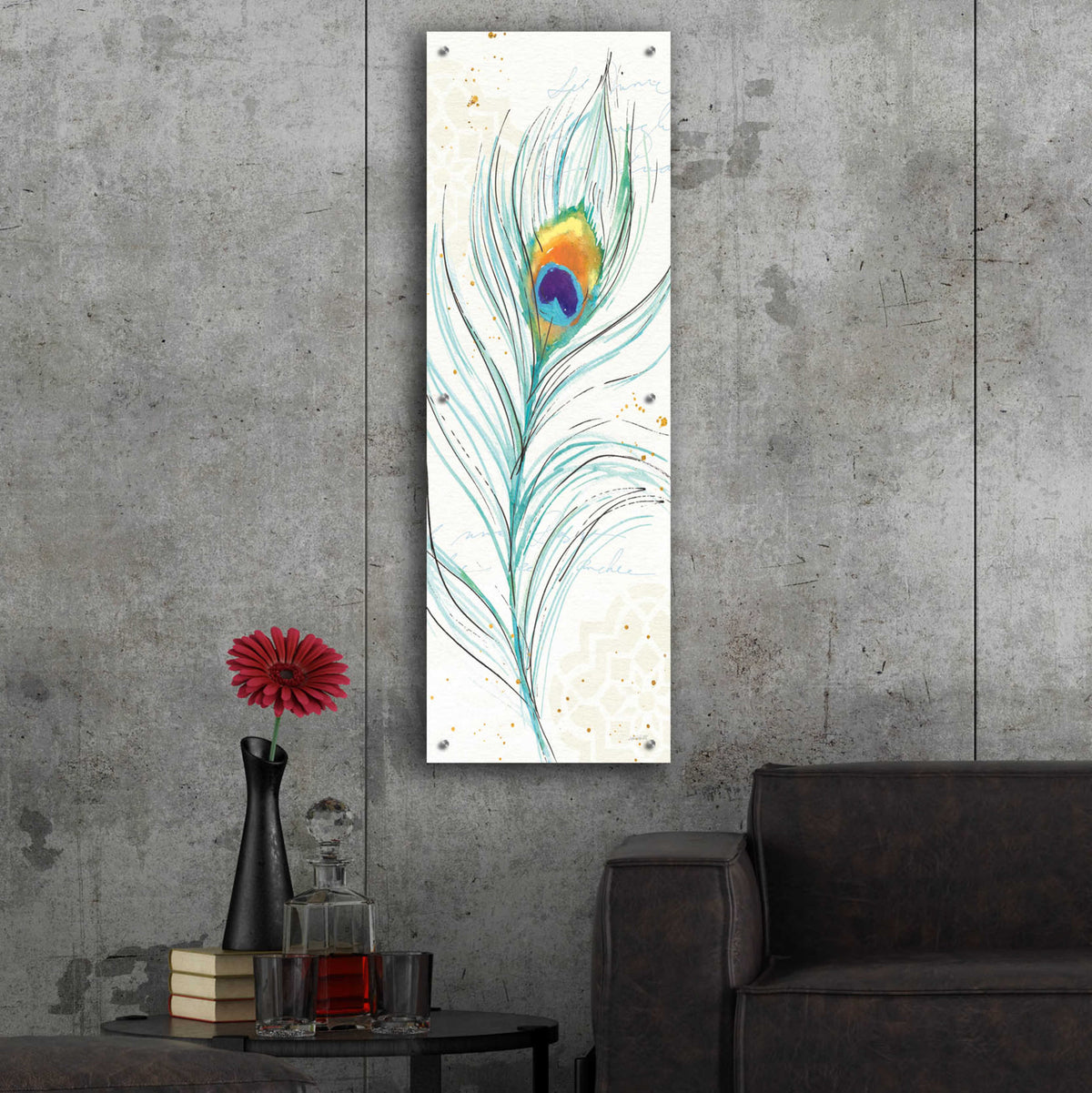 Peacock Garden V by Anne Tavoletti - 16x48 acrylic wall art in a room