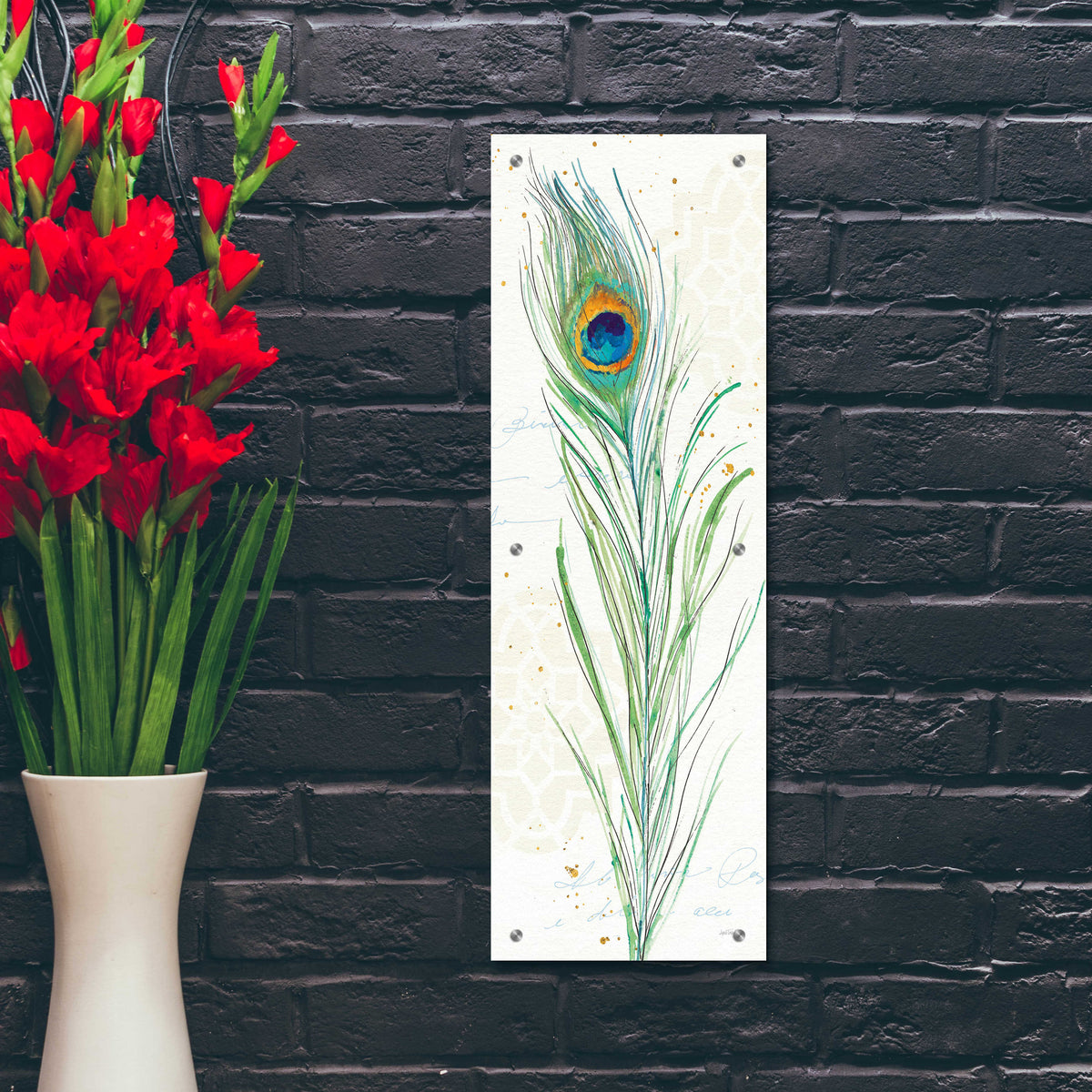 Peacock Garden VI by Anne Tavoletti - 12x36 acrylic wall art in a room