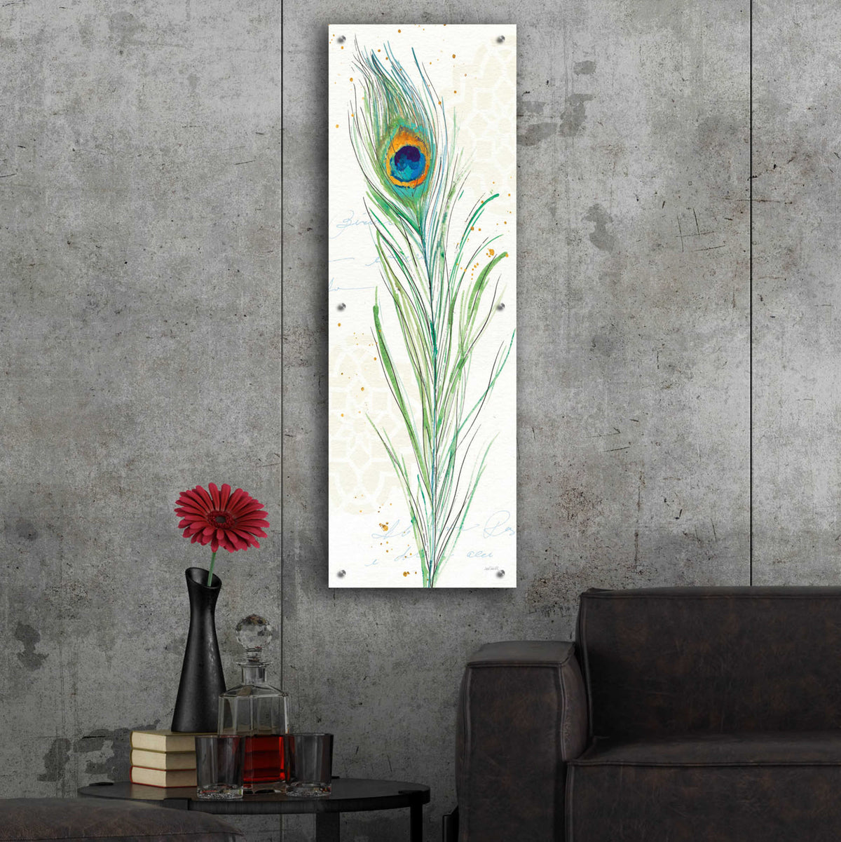 Peacock Garden VI by Anne Tavoletti - 16x48 acrylic wall art in a room