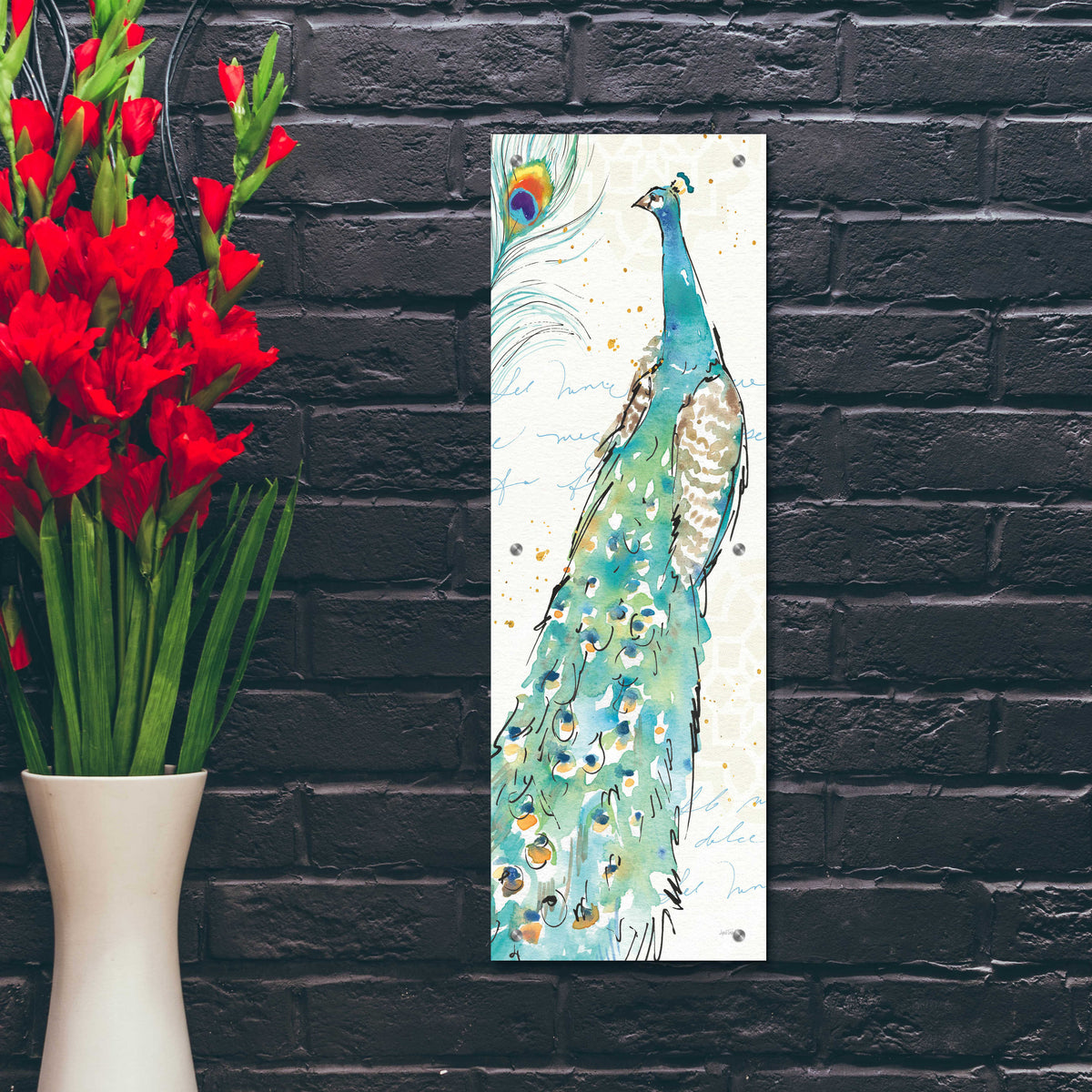 Peacock Garden III by Anne Tavoletti - 12x36 acrylic wall art in a room