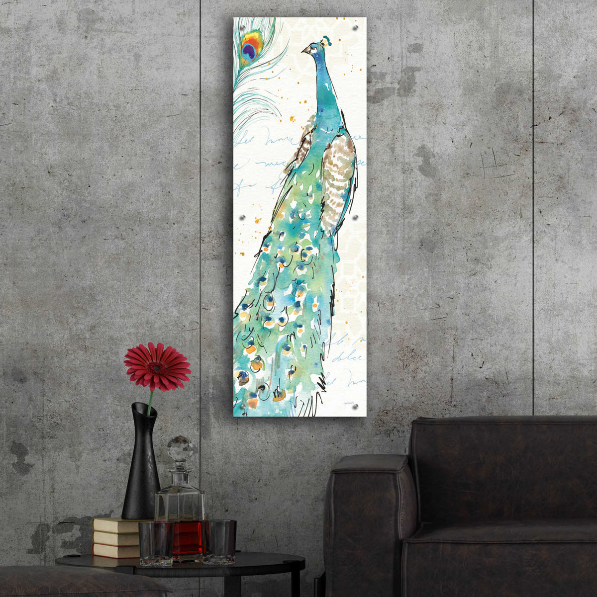 Peacock Garden III by Anne Tavoletti - 16x48 acrylic wall art in a room