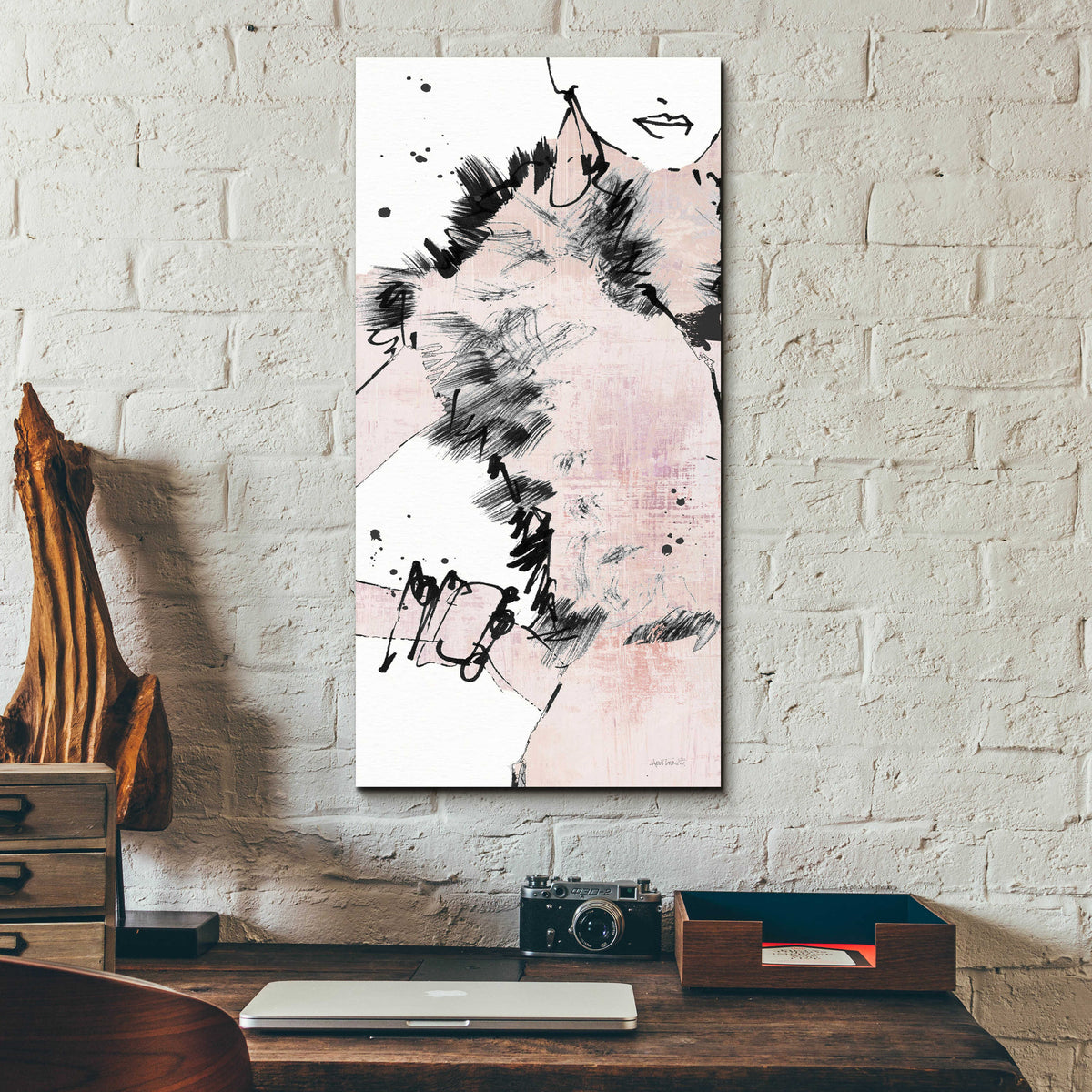 Fashion Strokes VIII Pastel Pink by Anne Tavoletti - 12x24 acrylic wall art in a room