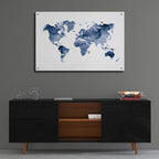 Indigo World Map by Brandon Wong - 36x24 acrylic wall art in a room