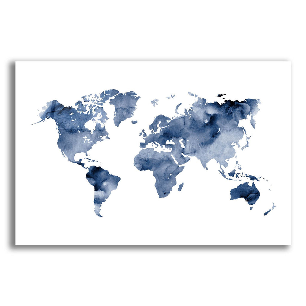 Indigo World Map by Brandon Wong acrylic glass wall art