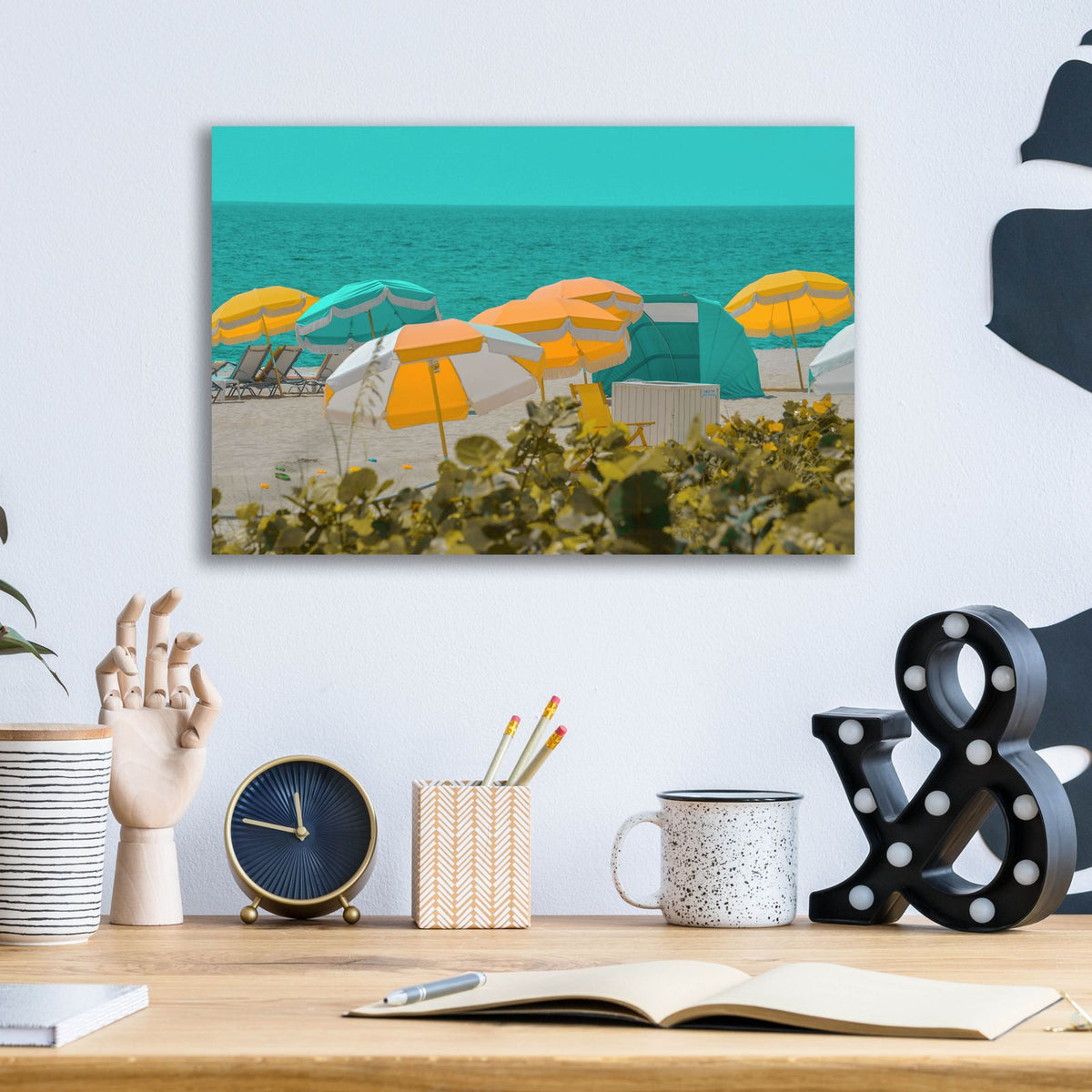 Umbrellas No. 1 by Carlos Vargas - 16x12 acrylic wall art in a room