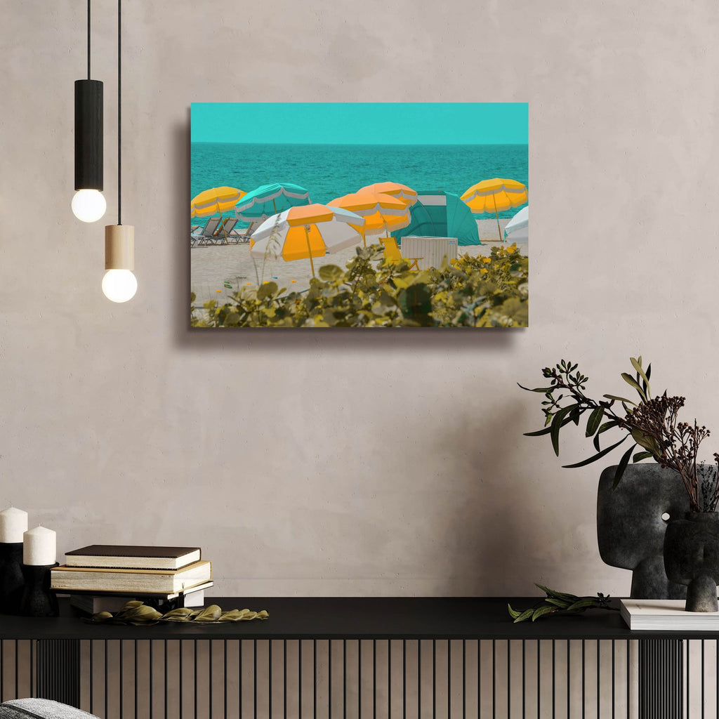 Umbrellas No. 1 by Carlos Vargas - 24x16 acrylic wall art in a room