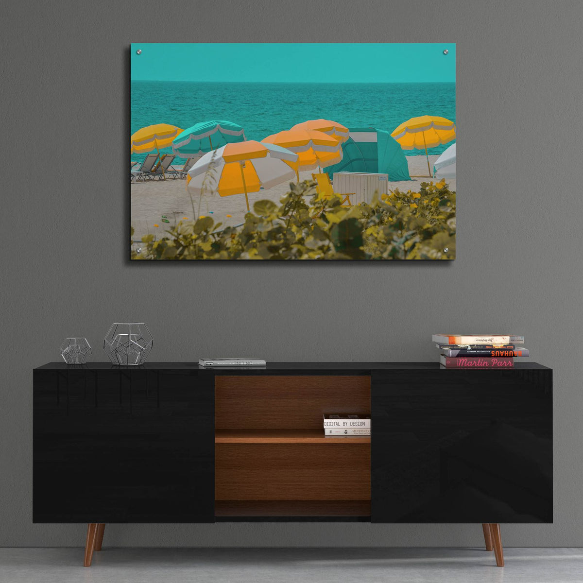 Umbrellas No. 1 by Carlos Vargas - 36x24 acrylic wall art in a room