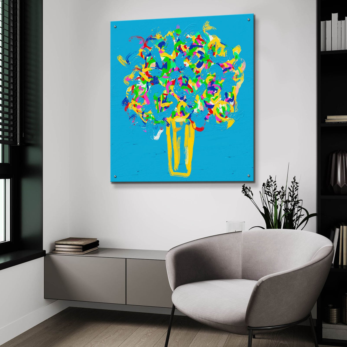 Spring Flowers by Cesare Bellassai - 36x36 acrylic wall art in a room