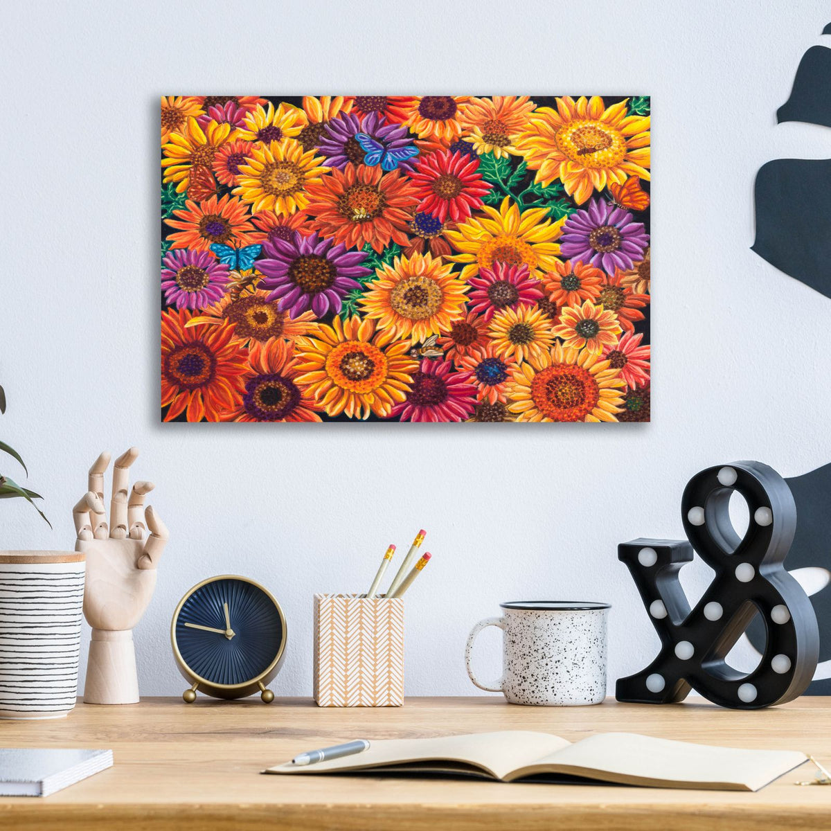 Sunflowers by Andrea Strongwater - 16x12 acrylic wall art in a room