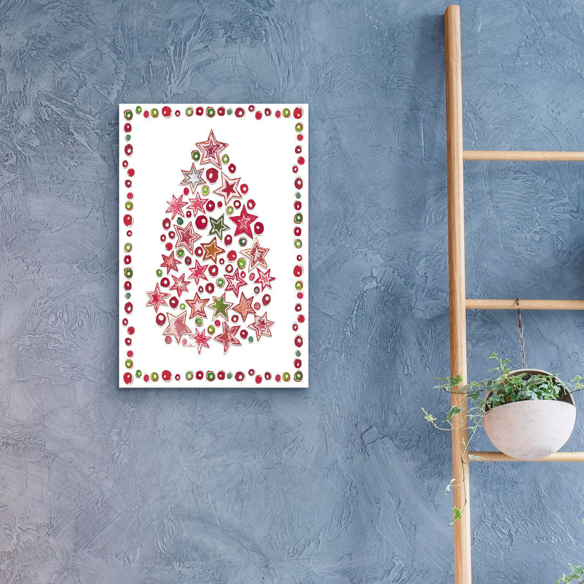 Stamped Stars Christmas Tree by Andrea Strongwater - 16x24 acrylic wall art in a room