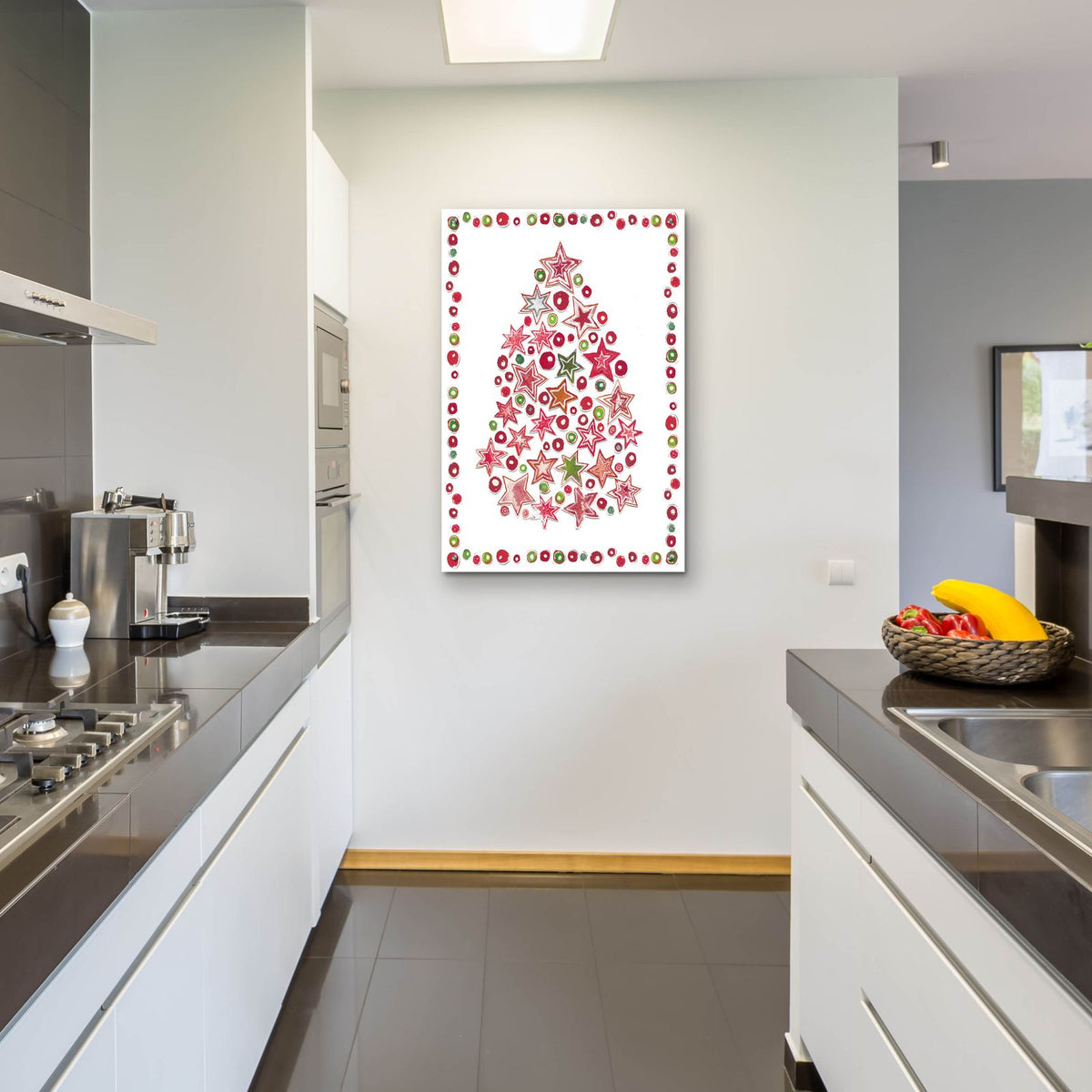 Stamped Stars Christmas Tree by Andrea Strongwater - 24x36 acrylic wall art in a room