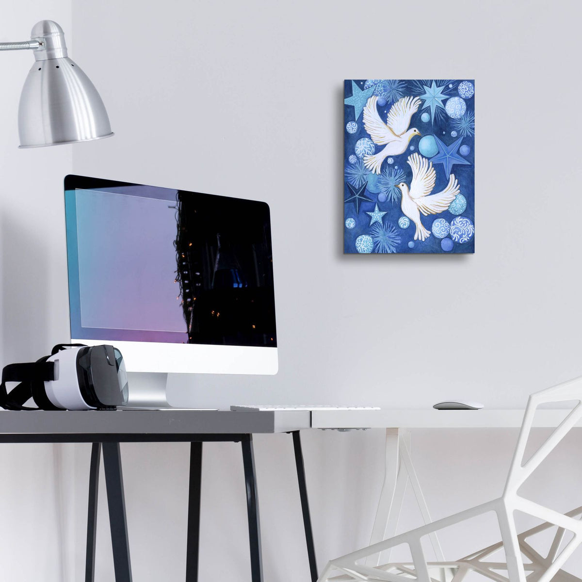 Christmas Doves by Andrea Strongwater - 12x16 acrylic wall art in a room
