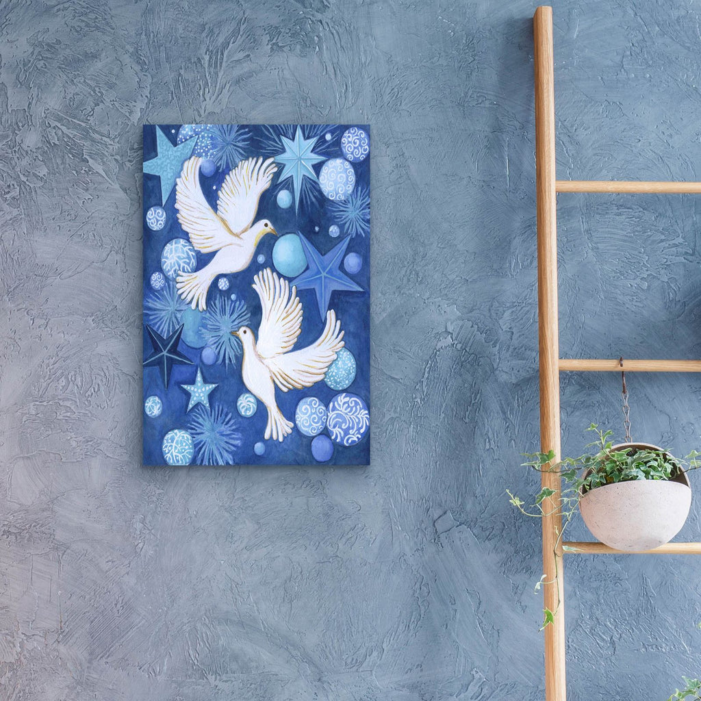 Christmas Doves by Andrea Strongwater - 16x24 acrylic wall art in a room