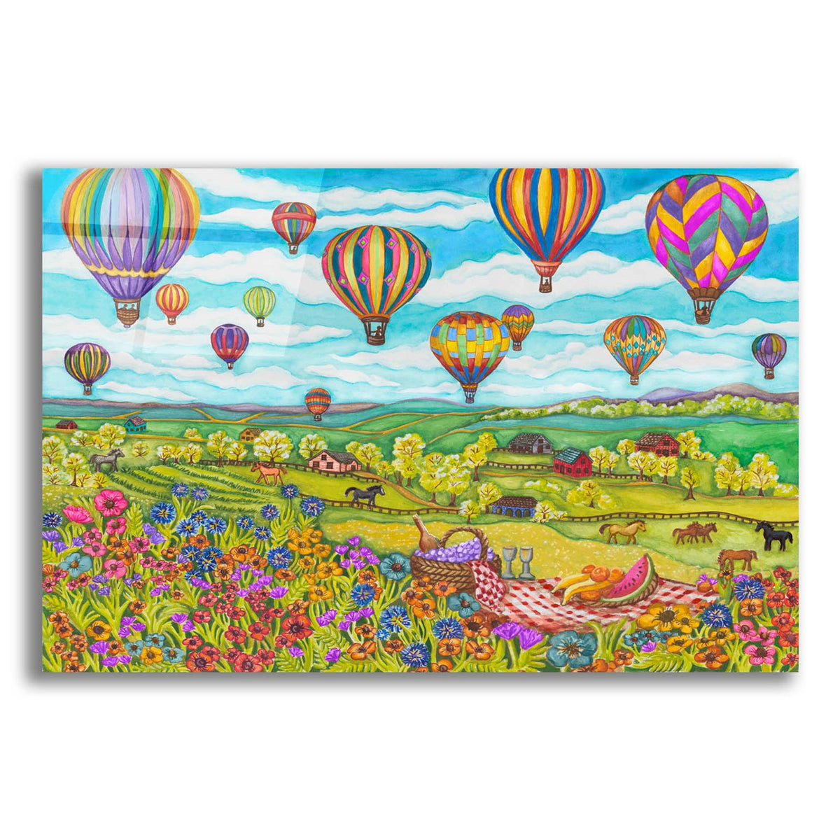 Balloons Over Farmland by Andrea Strongwater acrylic glass wall art