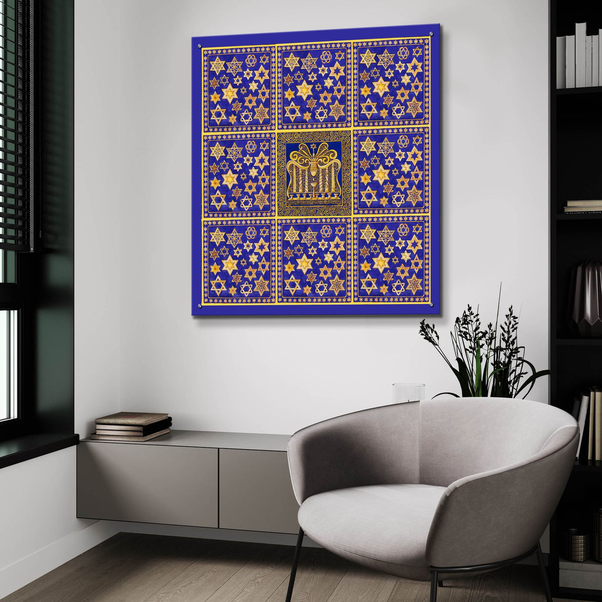Hanukah Wrap by Andrea Strongwater - 36x36 acrylic wall art in a room
