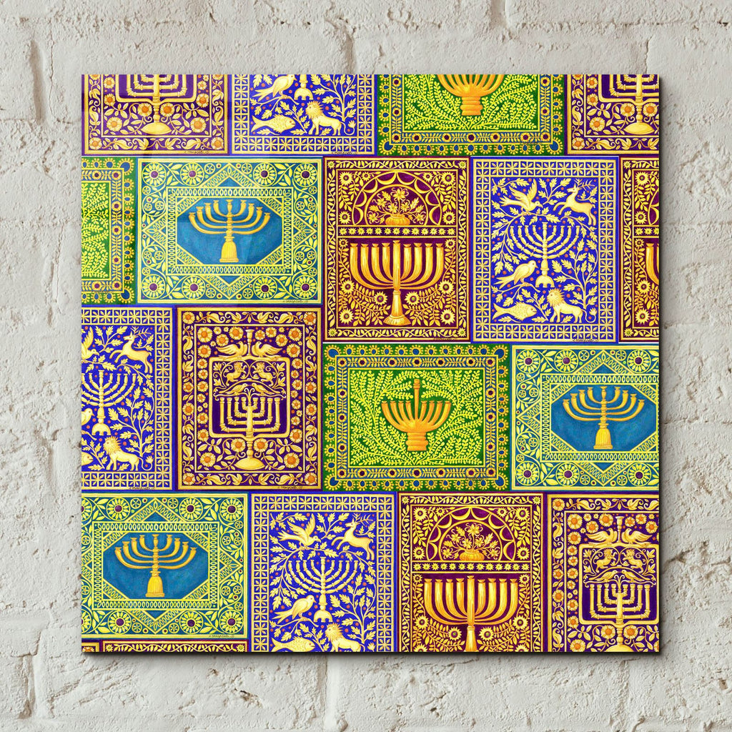 Hanukah Menorah Wrap Asym by Andrea Strongwater - 12x12 acrylic wall art in a room