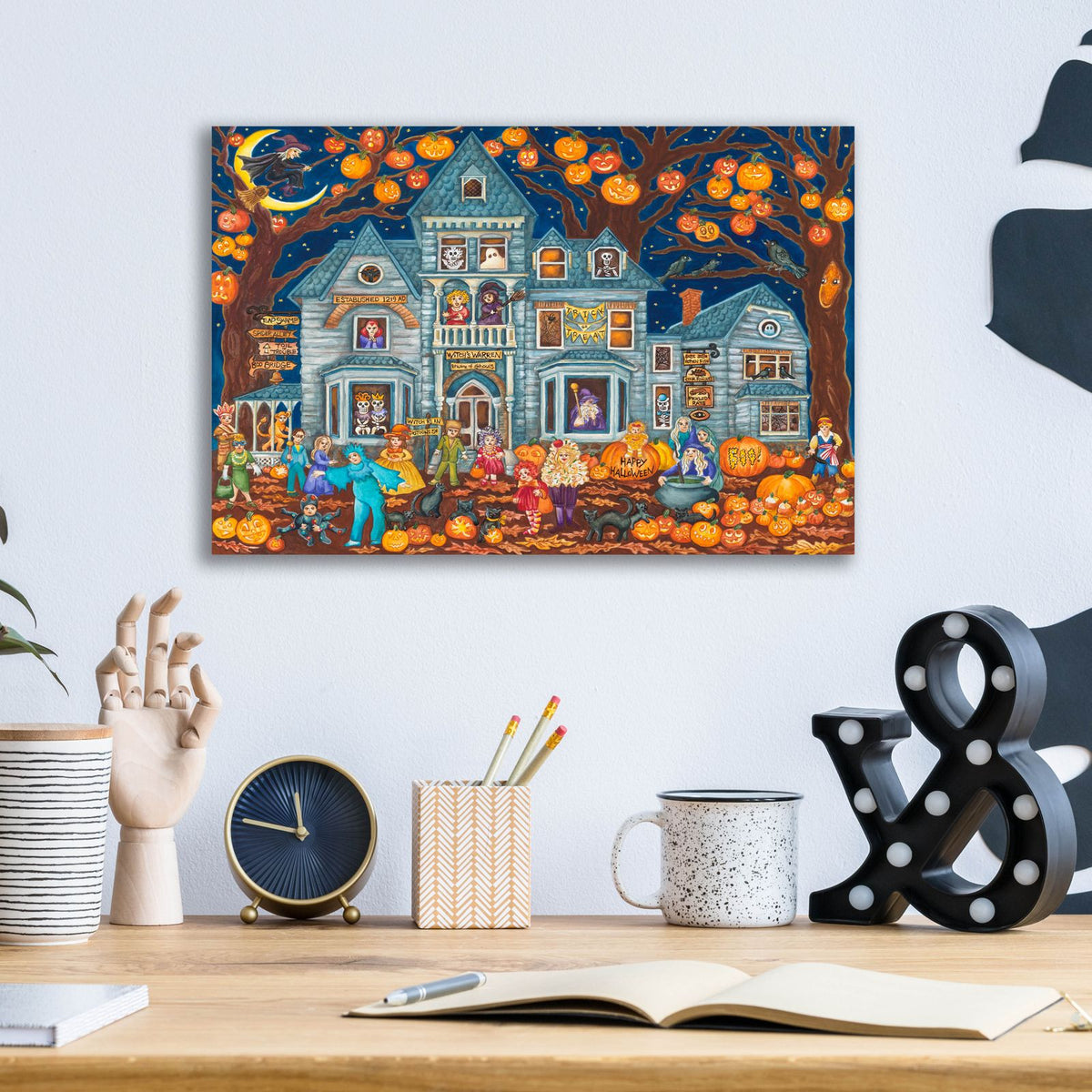 Haunted House Costume Parade by Andrea Strongwater - 16x12 acrylic wall art in a room