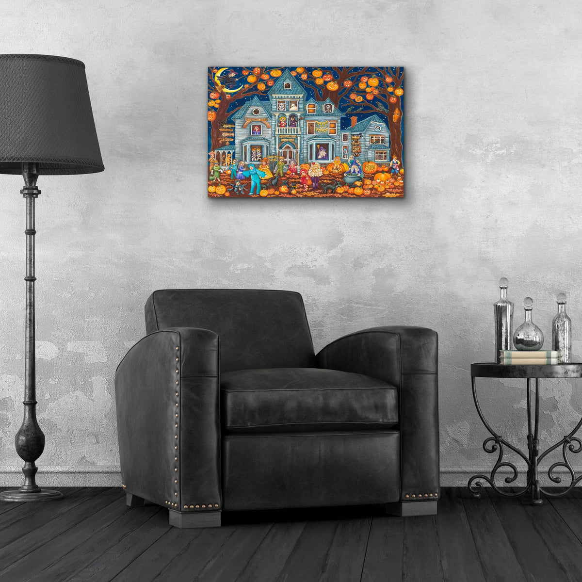 Haunted House Costume Parade by Andrea Strongwater - 24x16 acrylic wall art in a room