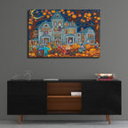 Haunted House Costume Parade by Andrea Strongwater - 36x24 acrylic wall art in a room