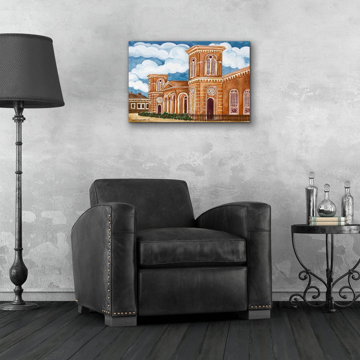 Synagogue Wiznitz Exterior by Andrea Strongwater - 24x16 acrylic wall art in a room