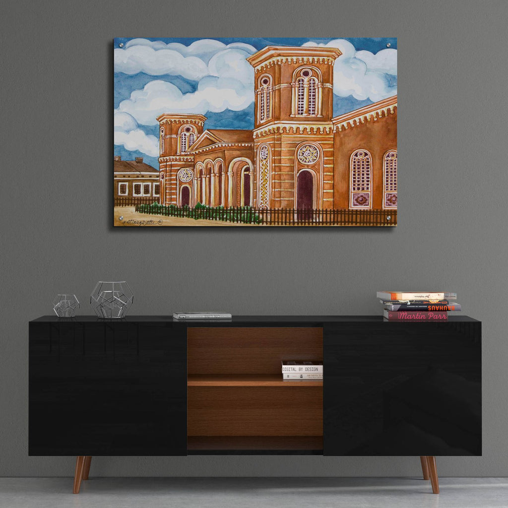 Synagogue Wiznitz Exterior by Andrea Strongwater - 36x24 acrylic wall art in a room