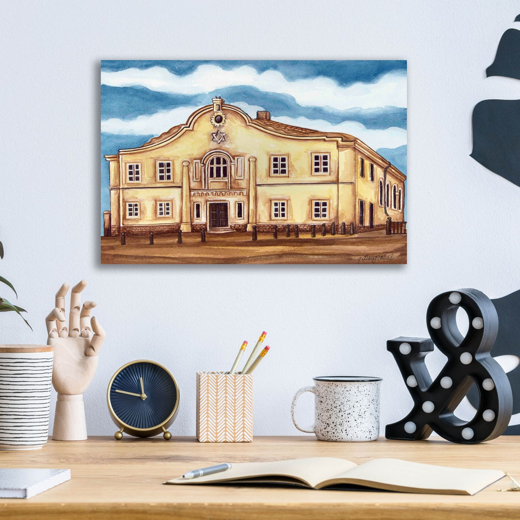 Synagogue Telz Exterior by Andrea Strongwater - 16x12 acrylic wall art in a room