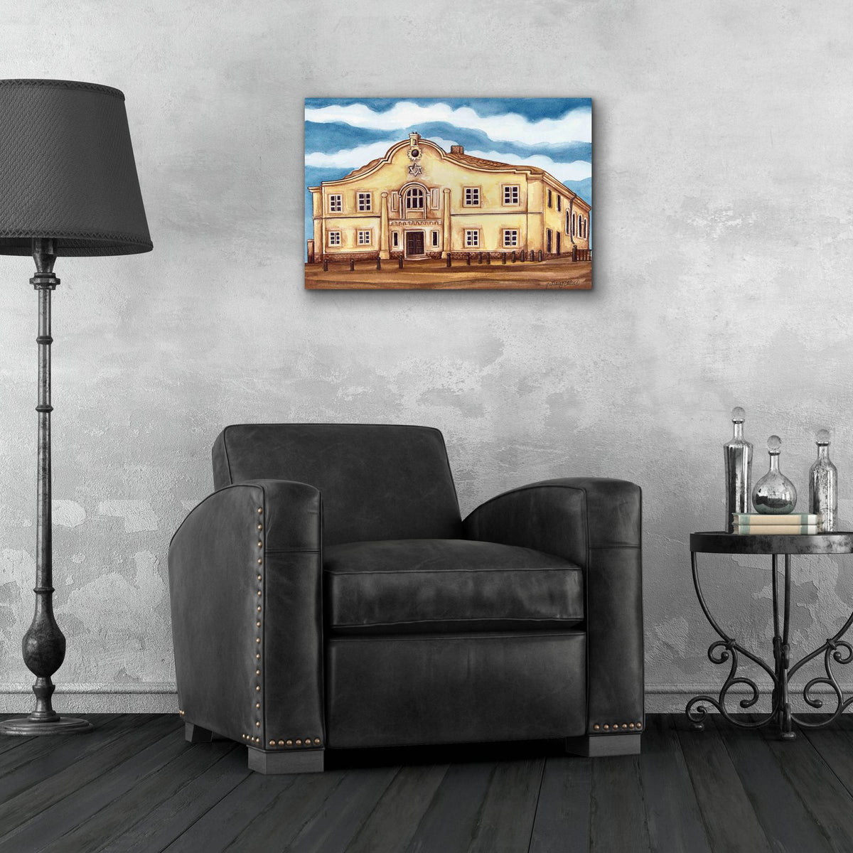 Synagogue Telz Exterior by Andrea Strongwater - 24x16 acrylic wall art in a room