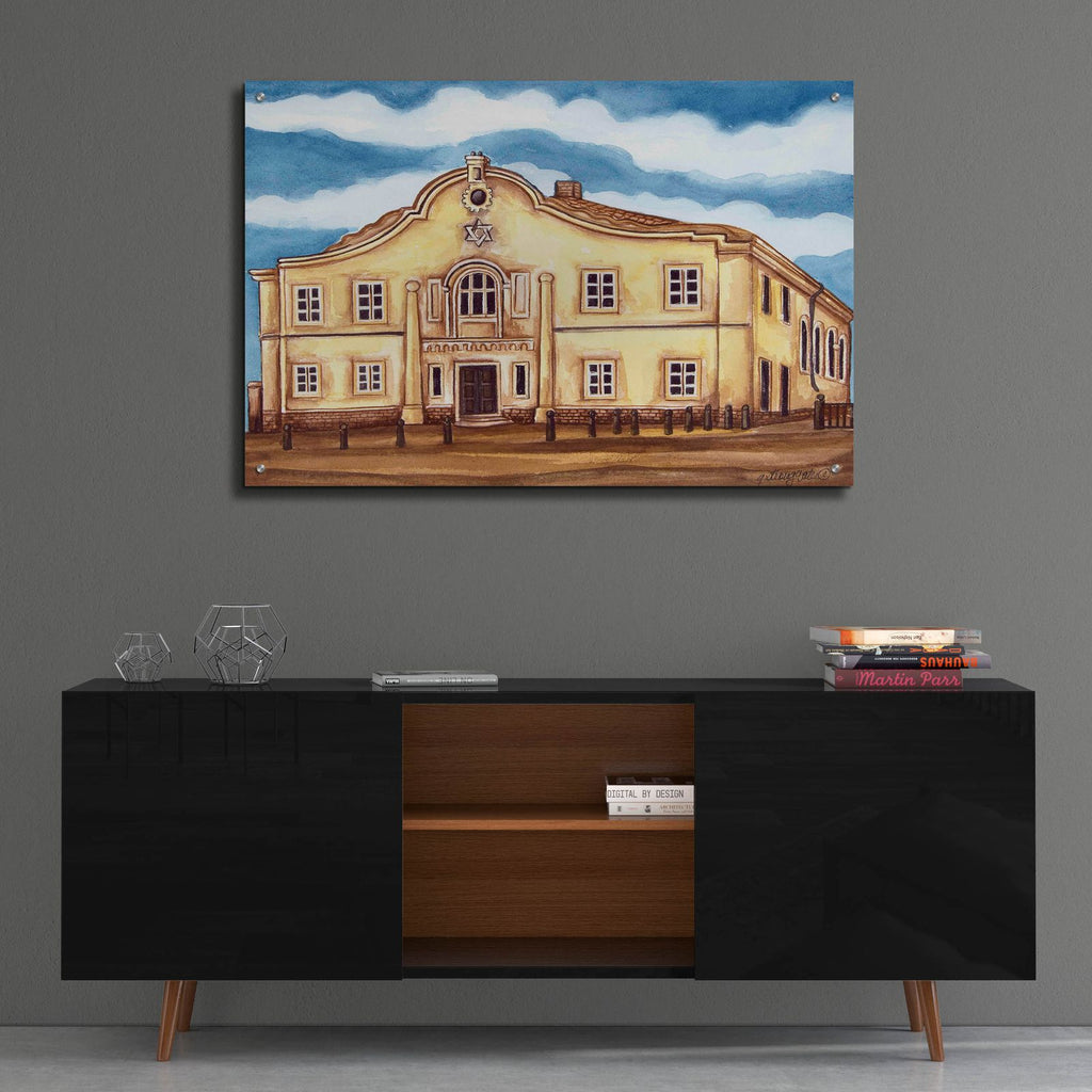Synagogue Telz Exterior by Andrea Strongwater - 36x24 acrylic wall art in a room