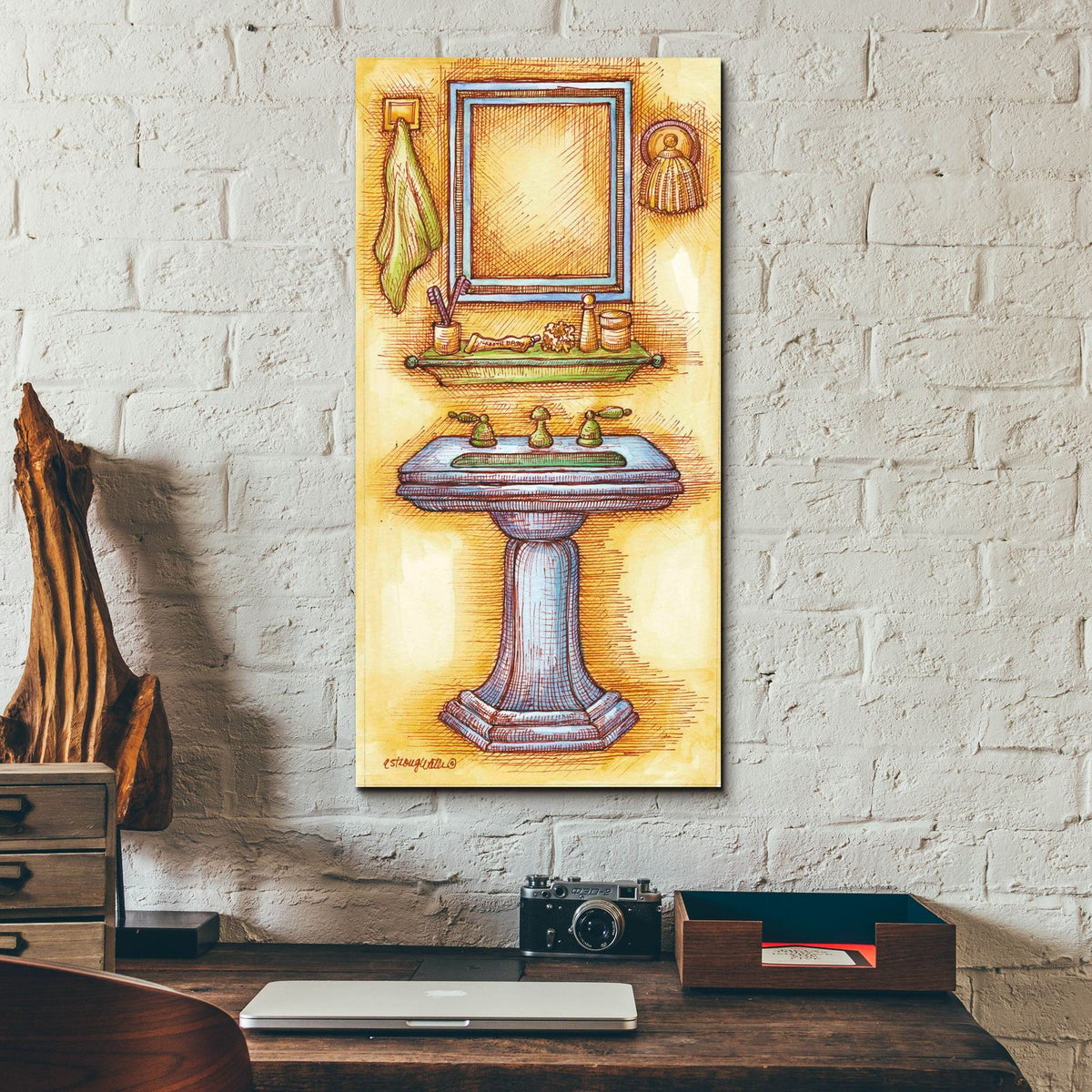 Sink Rectangle by Andrea Strongwater - 12x24 acrylic wall art in a room