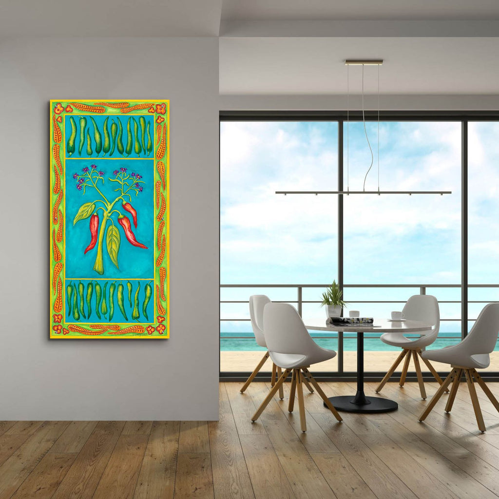 Pepper With Pepper Boarder by Andrea Strongwater - 24x48 acrylic wall art in a room