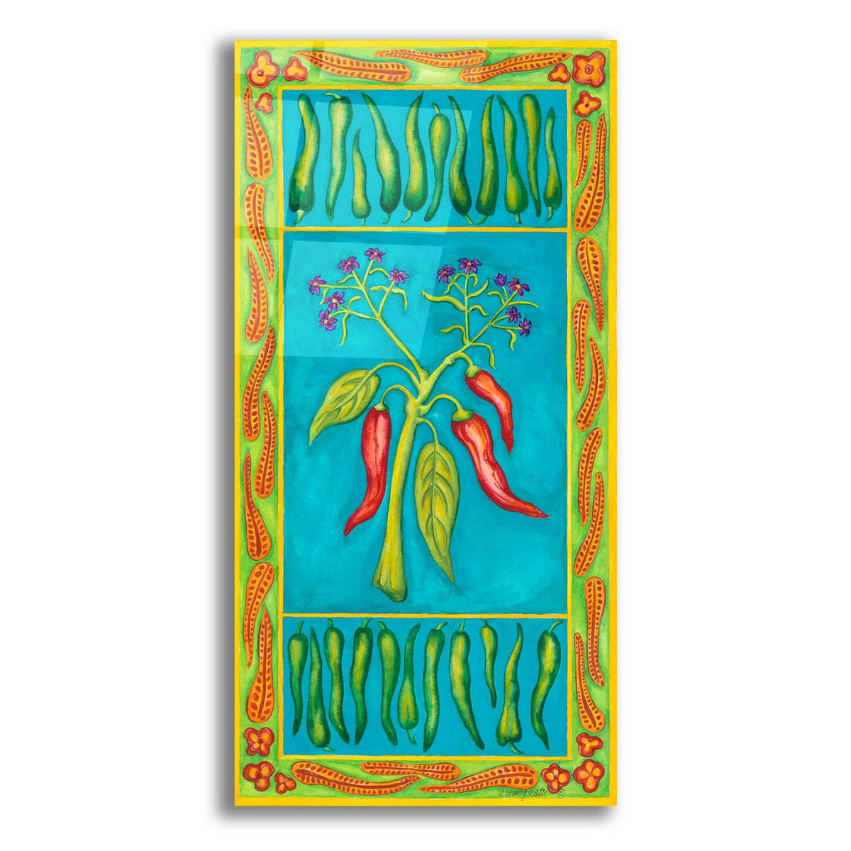 Pepper With Pepper Boarder by Andrea Strongwater acrylic glass wall art