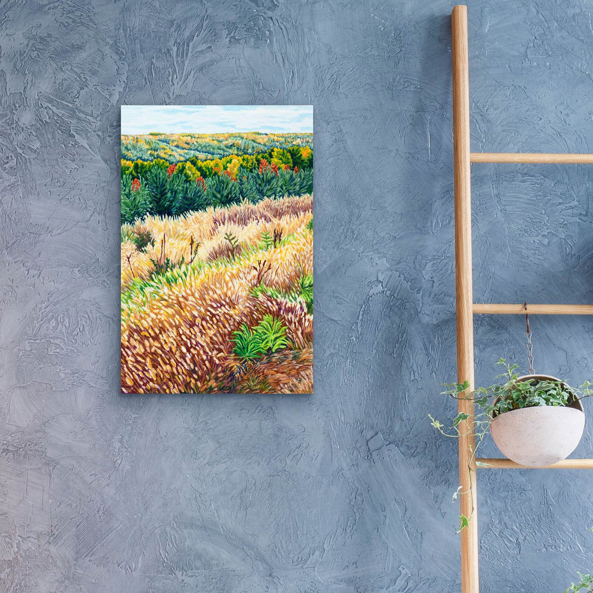 Ny Autumn Grasses Littletree by Andrea Strongwater - 16x24 acrylic wall art in a room