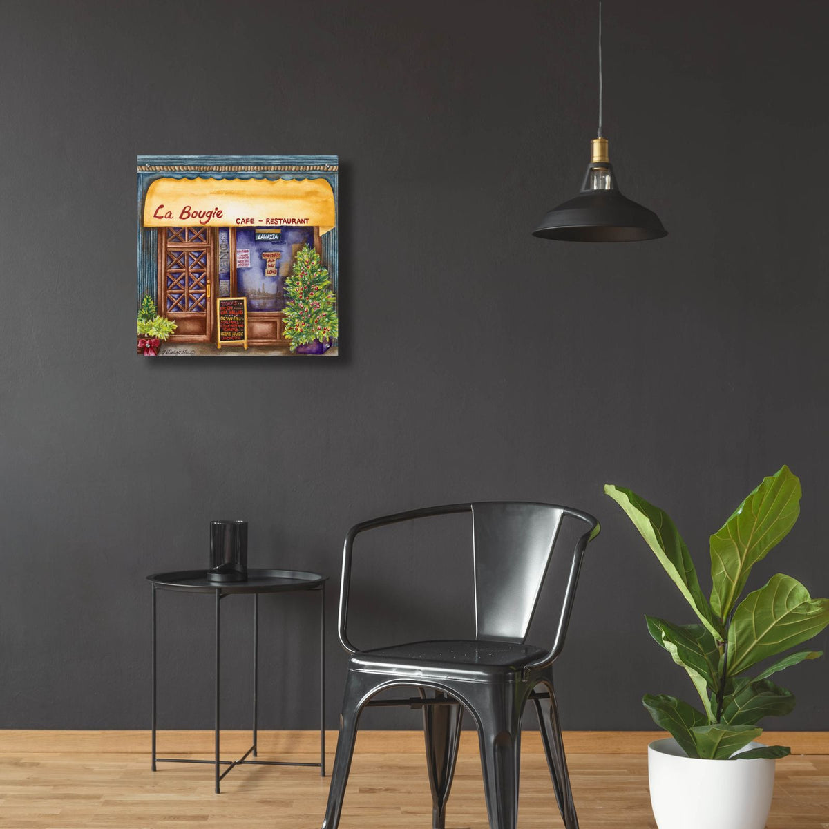 Cafes La Bougie by Andrea Strongwater - 24x24 acrylic wall art in a room