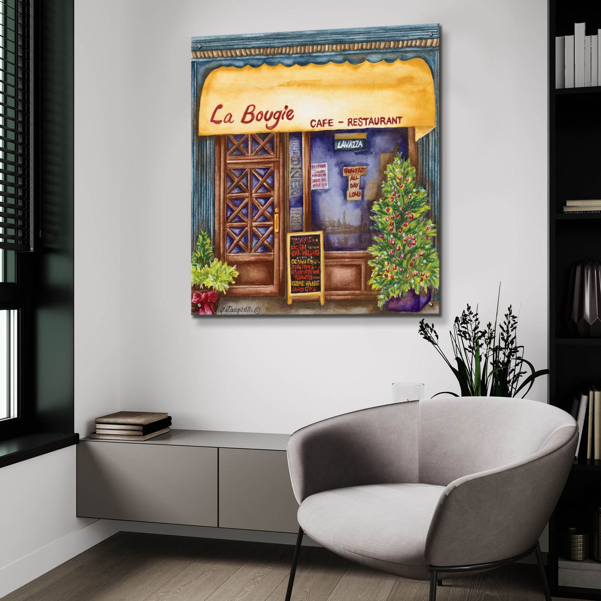Cafes La Bougie by Andrea Strongwater - 36x36 acrylic wall art in a room