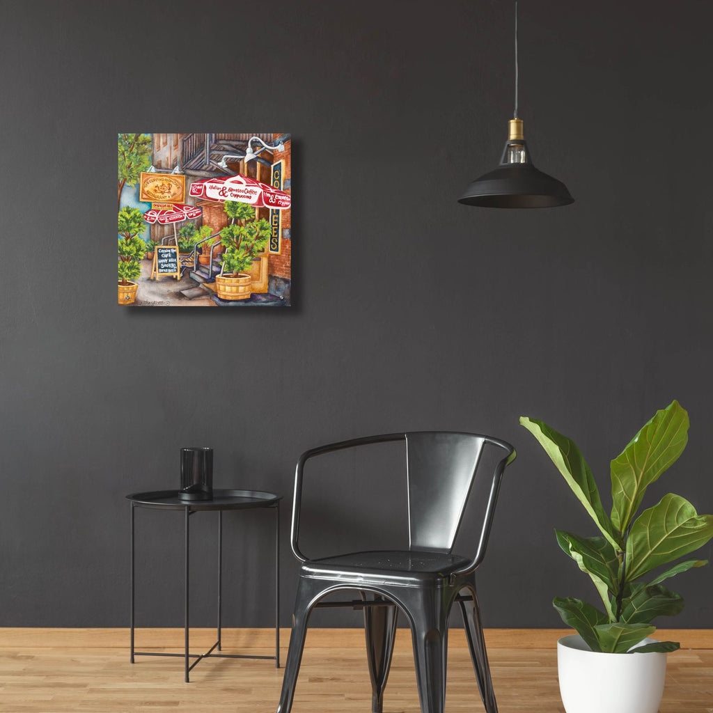 Cafe Cupping Room Ext Summer by Andrea Strongwater - 24x24 acrylic wall art in a room