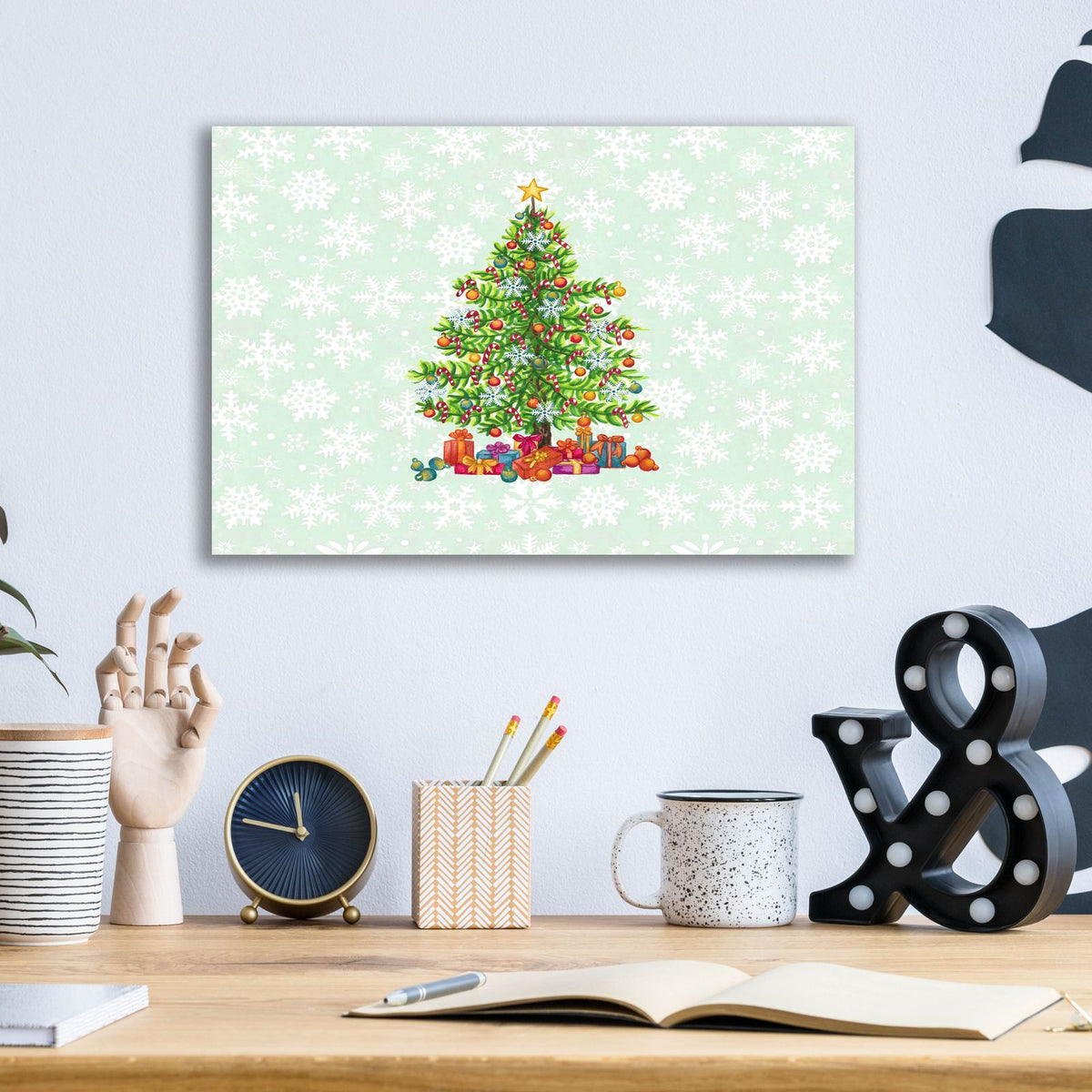 Christmas Tree Spode by Andrea Strongwater - 16x12 acrylic wall art in a room
