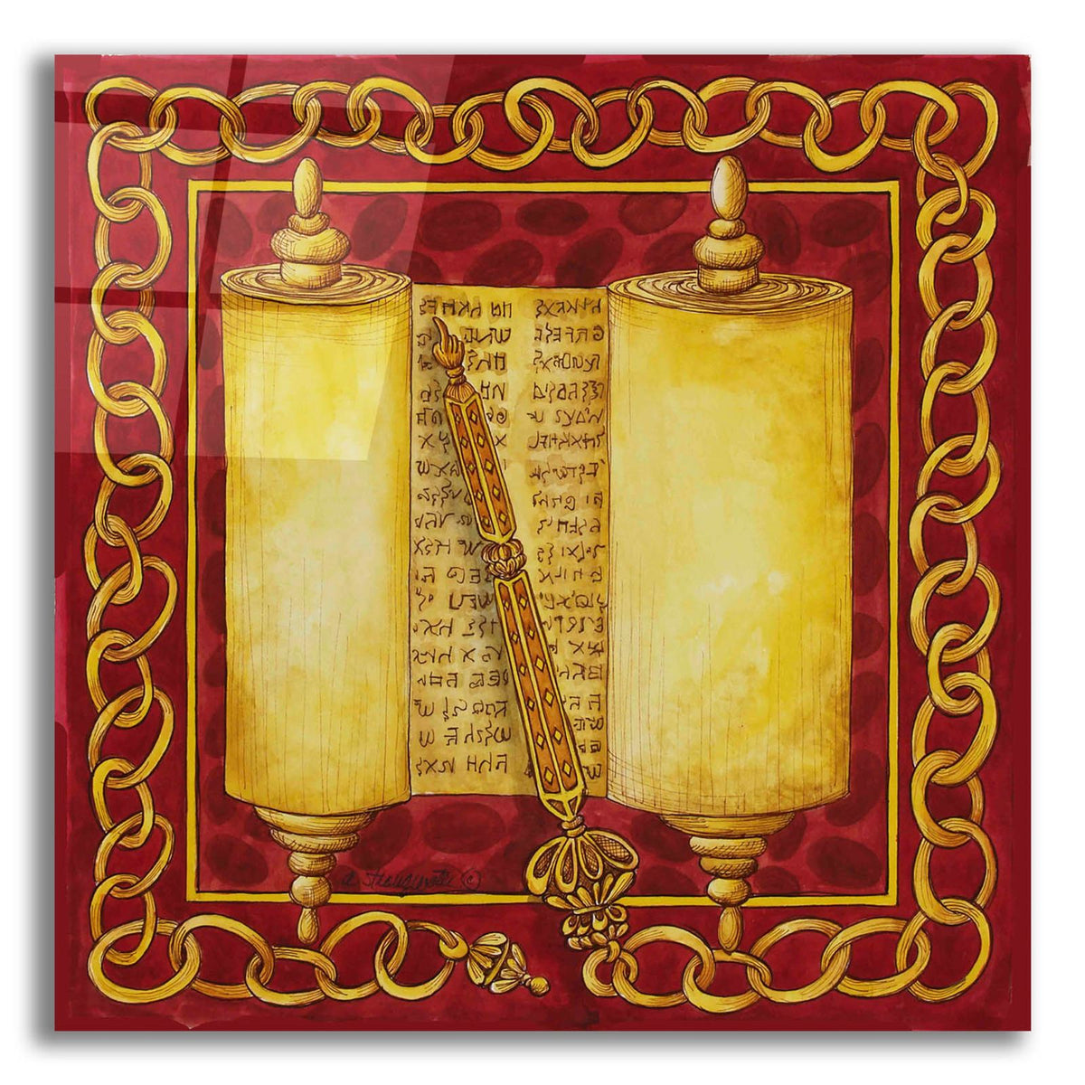 Jewish Year Torah Scroll by Andrea Strongwater acrylic glass wall art