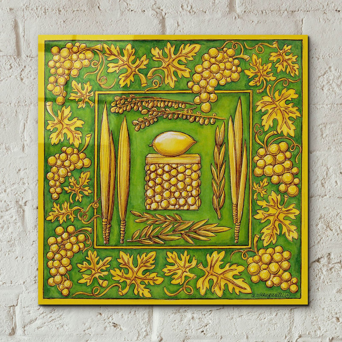 Jewish Year Succoth by Andrea Strongwater - 12x12 acrylic wall art in a room