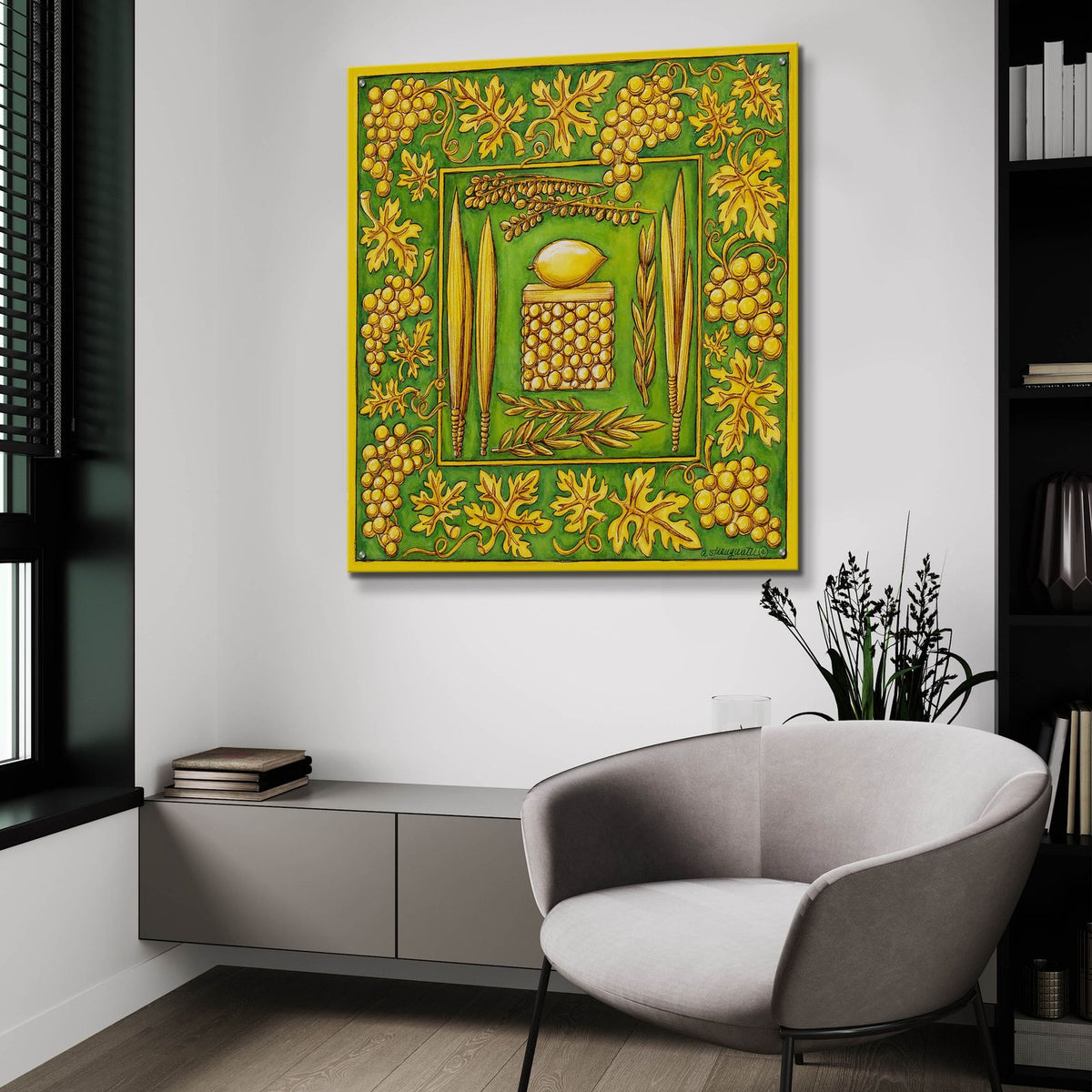 Jewish Year Succoth by Andrea Strongwater - 36x36 acrylic wall art in a room