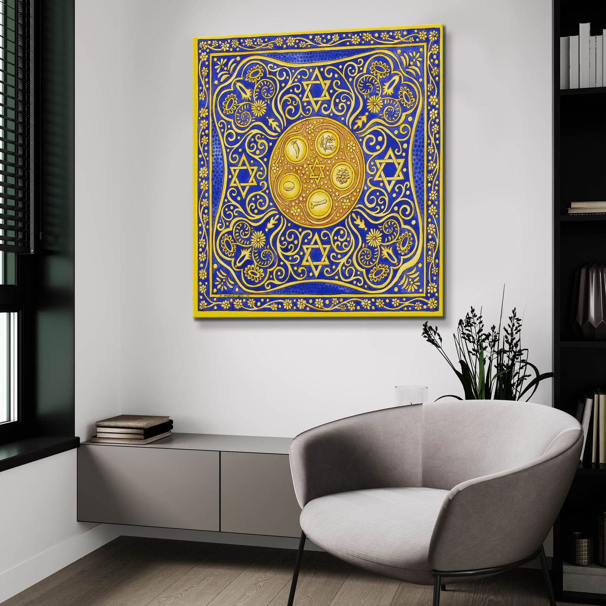 Jewish Year Passover by Andrea Strongwater - 36x36 acrylic wall art in a room
