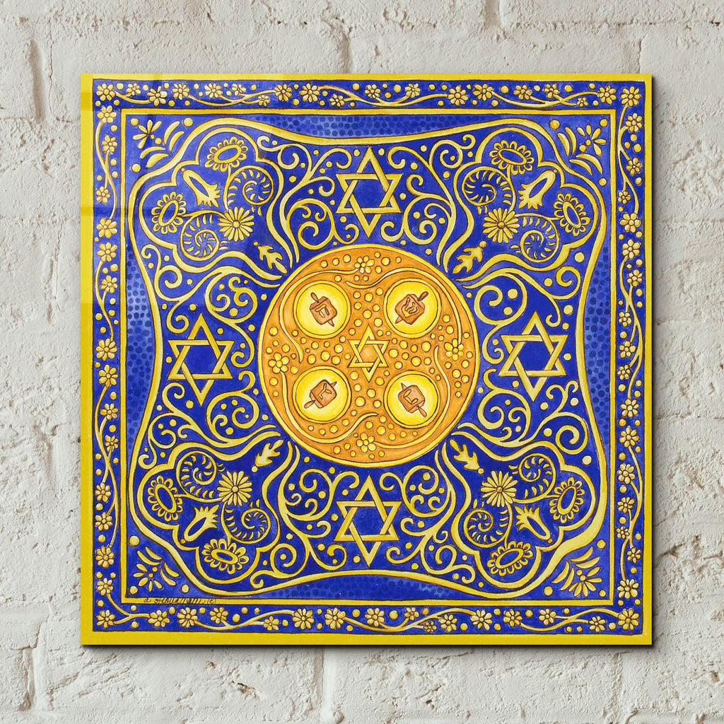 Jewish Year Hanukah Menorah by Andrea Strongwater - 12x12 acrylic wall art in a room
